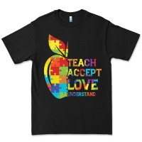 Black Autism Teach Accept Understand Love Premium Tee - CowhideDigitalArt