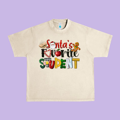 Santa's Favorite Student Christmas Urban Heavy Tee Designed By Lillyallendesigns