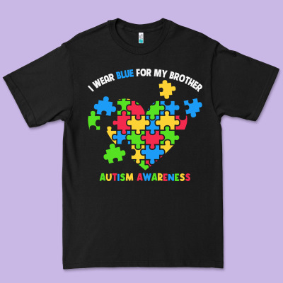Wear Blue For My Brother Autism Premium Tee Designed By Cowhidedigitalart