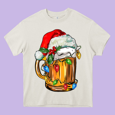 Christmas Beer Heavy Core Tee Designed By Fadigitalartstudio