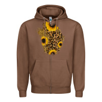 Chestnut glitter sunflowers leopard patch Zipper Hoodie - RanaPortraitStore