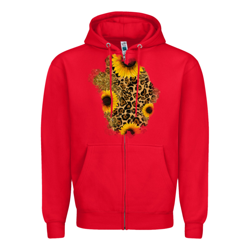 Glitter Sunflowers Leopard Patch Zipper Hoodie by RanaPortraitStore | Teevron