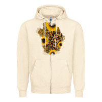Sandshell glitter sunflowers leopard patch Zipper Hoodie - RanaPortraitStore