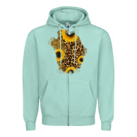 Seafoam glitter sunflowers leopard patch Zipper Hoodie - RanaPortraitStore