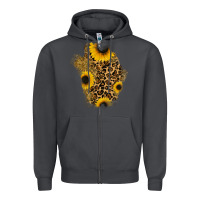 Smoke glitter sunflowers leopard patch Zipper Hoodie - RanaPortraitStore