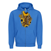 True Royal glitter sunflowers leopard patch Zipper Hoodie - RanaPortraitStore