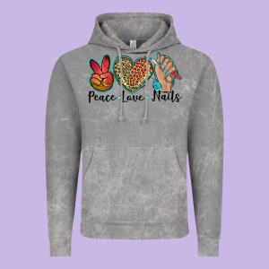 Peace Love Nails Vintage Hoodie Designed By Barkaloodesign