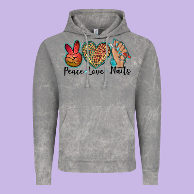 Peace Love Nails Vintage Hoodie Designed By Barkaloodesign