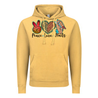 Vintage Mustard peace love nails Vintage Hoodie - BarkalooDesign