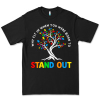 Black Why Fit In Autism Awareness Premium Tee - CowhideDigitalArt