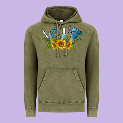 Nail Tools With Sunflower Vintage Hoodie Designed By Barkaloodesign