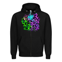 Black Colorful Leopard patch Zipper Hoodie - RanaPortraitStore