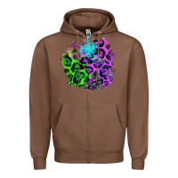 Chestnut Colorful Leopard patch Zipper Hoodie - RanaPortraitStore
