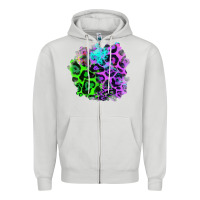Dove Grey Colorful Leopard patch Zipper Hoodie - RanaPortraitStore