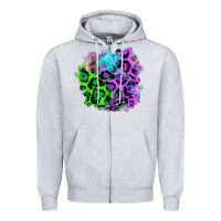 Heather Grey Colorful Leopard patch Zipper Hoodie - RanaPortraitStore