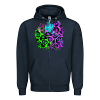 Navy Colorful Leopard patch Zipper Hoodie - RanaPortraitStore