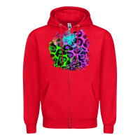 Red Colorful Leopard patch Zipper Hoodie - RanaPortraitStore