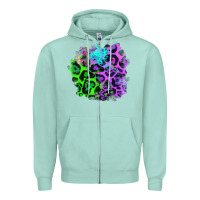 Seafoam Colorful Leopard patch Zipper Hoodie - RanaPortraitStore