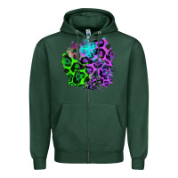 Sports Green Colorful Leopard patch Zipper Hoodie - RanaPortraitStore
