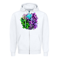 White Colorful Leopard patch Zipper Hoodie - RanaPortraitStore