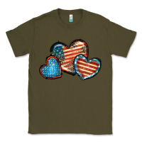 Army Green American flag hearts 4th of july Classic Tee - FaDigitalArtStudio