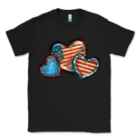 Black American flag hearts 4th of july Classic Tee - FaDigitalArtStudio