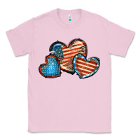 Bubblegum Pink American flag hearts 4th of july Classic Tee - FaDigitalArtStudio