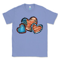 Colony Blue American flag hearts 4th of july Classic Tee - FaDigitalArtStudio