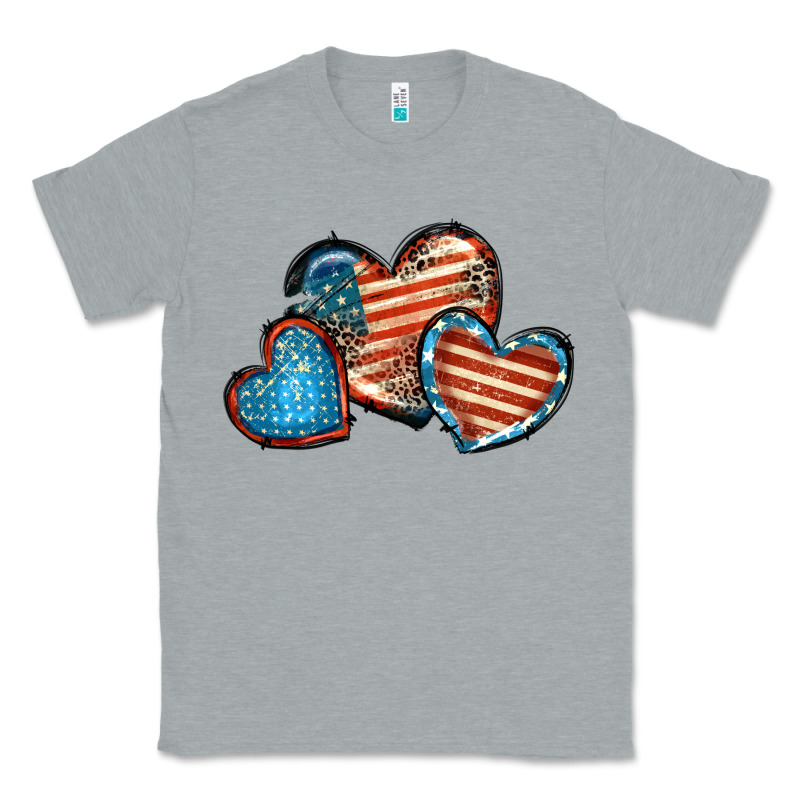 American Flag Hearts 4th Of July Classic Tee by FaDigitalArtStudio | Teevron