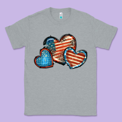 American Flag Hearts 4th Of July Classic Tee Designed By Fadigitalartstudio