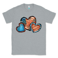 Heather Grey American flag hearts 4th of july Classic Tee - FaDigitalArtStudio