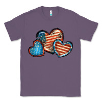 Lavender American flag hearts 4th of july Classic Tee - FaDigitalArtStudio