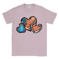 Lilac American flag hearts 4th of july Classic Tee - FaDigitalArtStudio