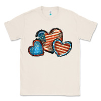 Natural American flag hearts 4th of july Classic Tee - FaDigitalArtStudio