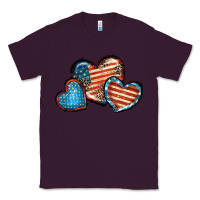 Plum American flag hearts 4th of july Classic Tee - FaDigitalArtStudio