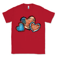 Red American flag hearts 4th of july Classic Tee - FaDigitalArtStudio