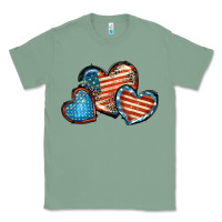 Sage American flag hearts 4th of july Classic Tee - FaDigitalArtStudio