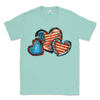 Seafoam American flag hearts 4th of july Classic Tee - FaDigitalArtStudio