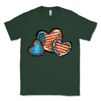 Sports Green American flag hearts 4th of july Classic Tee - FaDigitalArtStudio