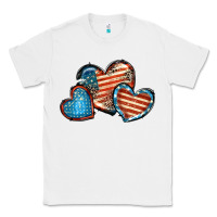 White American flag hearts 4th of july Classic Tee - FaDigitalArtStudio