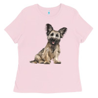 Bubblegum Pink Skye Terrier Dog Illustrations Ladies Tee - LillyAllenDesigns