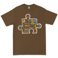Cacao Autism Puzzle Piece Words Autistic Premium Tee - CowhideDigitalArt