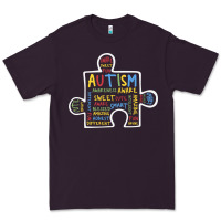 Plum Autism Puzzle Piece Words Autistic Premium Tee - CowhideDigitalArt