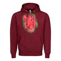 Burgundy watermelon glitter watercolor brushstrokes patch Zipper Hoodie - RanaPortraitStore