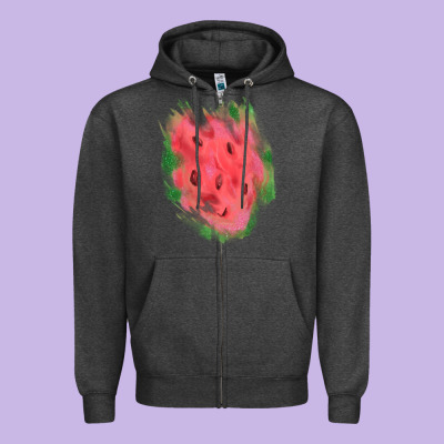 Watermelon Glitter Watercolor Brushstrokes Patch Zipper Hoodie Designed By Ranaportraitstore