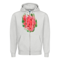 Dove Grey watermelon glitter watercolor brushstrokes patch Zipper Hoodie - RanaPortraitStore