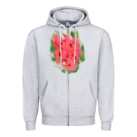 Heather Grey watermelon glitter watercolor brushstrokes patch Zipper Hoodie - RanaPortraitStore