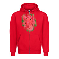 Red watermelon glitter watercolor brushstrokes patch Zipper Hoodie - RanaPortraitStore