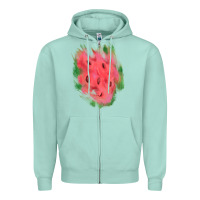 Seafoam watermelon glitter watercolor brushstrokes patch Zipper Hoodie - RanaPortraitStore