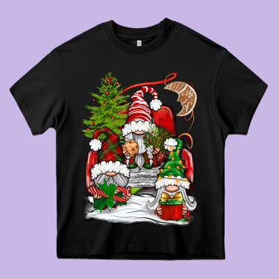 Christmas Gnome Truck Heavy Core Tee Designed By Bundleandbundleshop
